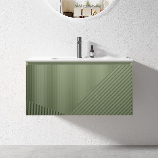 900mm Green Plywood Wall Hung Vanity with Marble Basin 900mm Green Plywood Wall Hung Vanity with Marble Basin